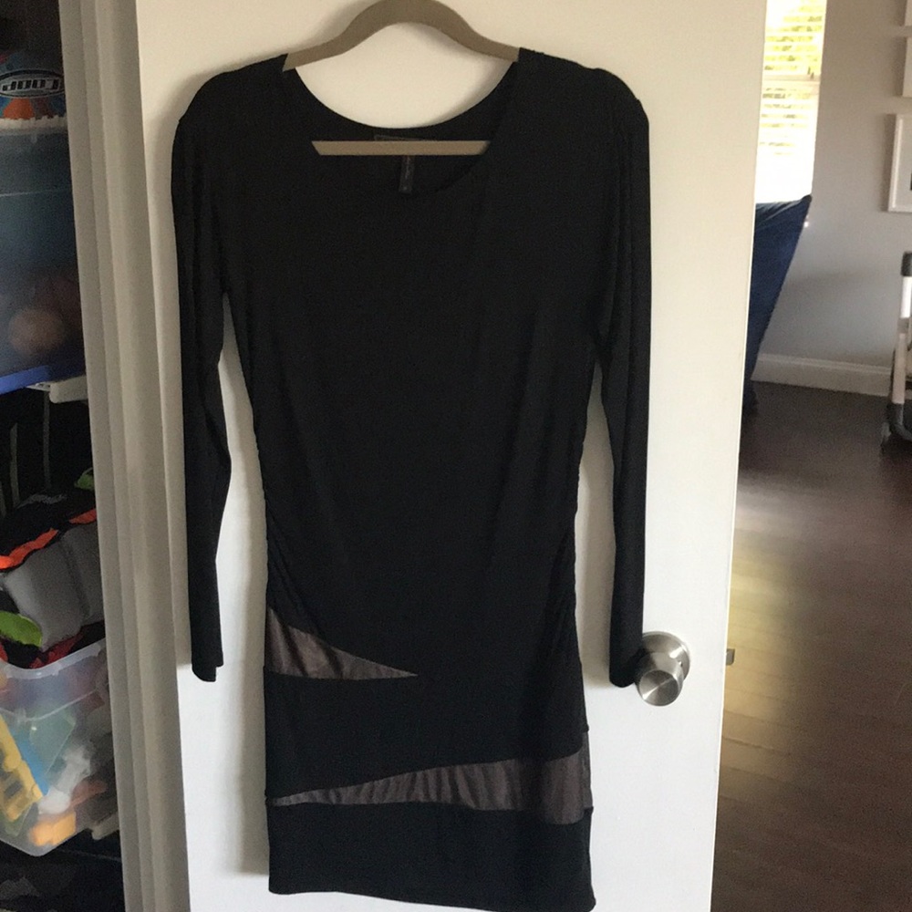 Black long sleeve fitted dress